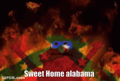 A Cartoon Of Elmo With The Words Sweet Home Alabama On The Bottom GIF
