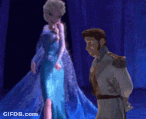 A Cartoon Of Elsa And Hans From Frozen GIF