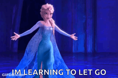 A Cartoon Of Elsa From Frozen With The Words Im Learning To Let Go GIF