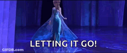 A Cartoon Of Elsa From The Movie Frozen Is Dancing On A Stage With The Words Letting It Go . GIF