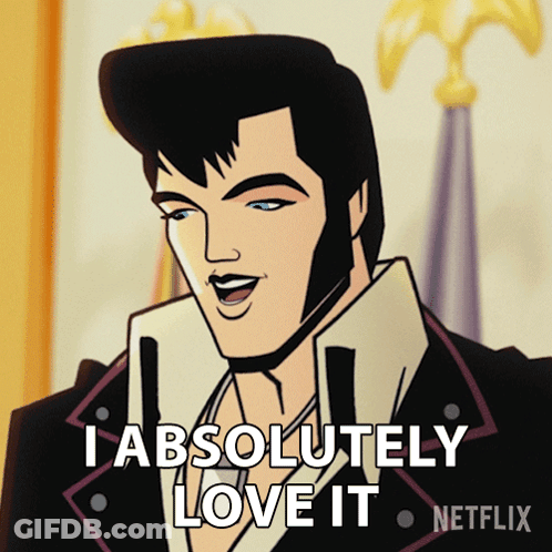 Elvis Presley Cartoon Saying I Absolutely Love It On Netflix GIF