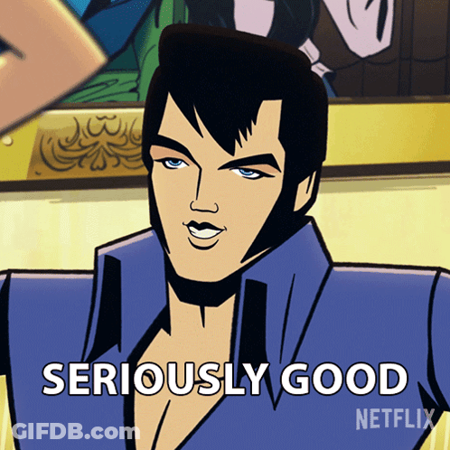 Elvis Presley Cartoon Saying Seriously Good On Netflix GIF