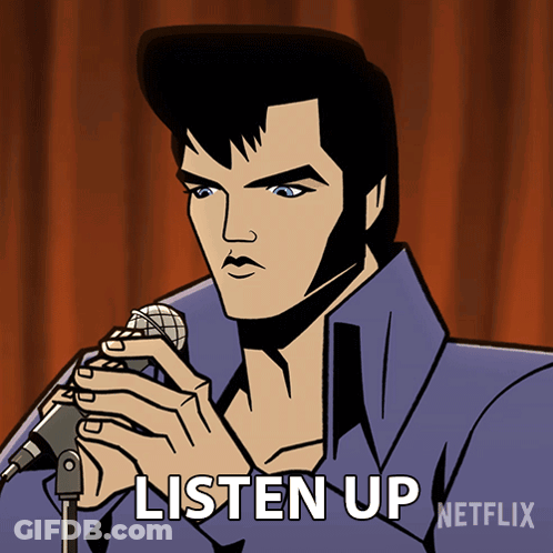 Cartoon Elvis Presley Singing Into Microphone GIF