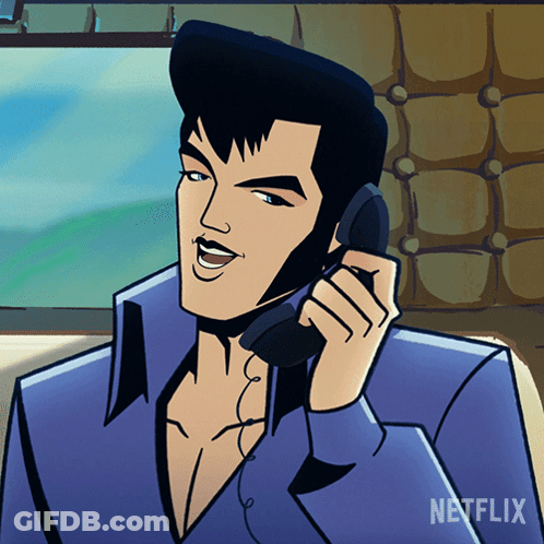Cartoon Elvis Presley Talking On Phone GIF