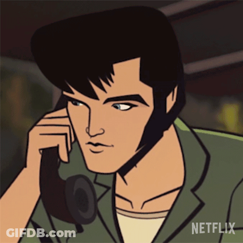 Elvis Presley Talking On Phone With Netflix Logo GIF