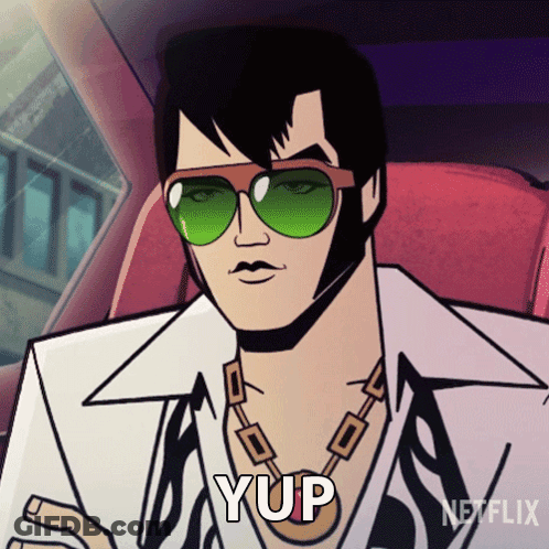Elvis Presley Cartoon Wearing Sunglasses Saying Yup GIF