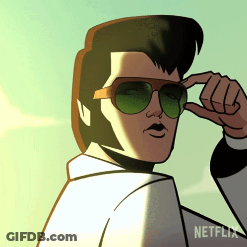 Elvis Presley Cartoon With Sunglasses And Netflix GIF