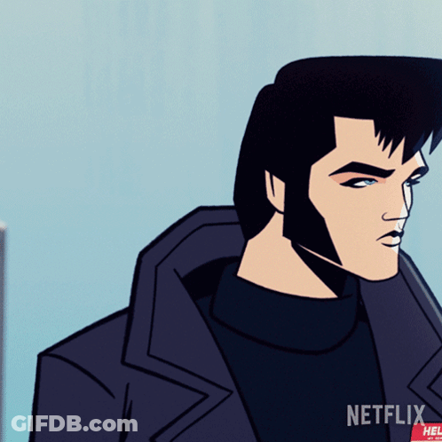 Elvis Presley Cartoon With Netflix Logo GIF