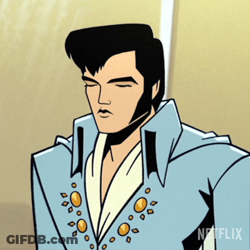 Cartoon Elvis Presley With Netflix Text GIF