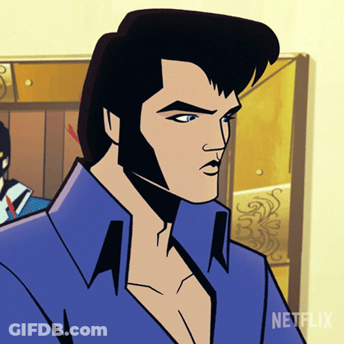 Elvis Presley Cartoon With Netflix Text GIF