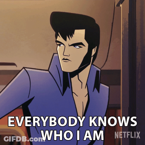 Elvis Presley Cartoon With Everybody Knows Who I Am GIF