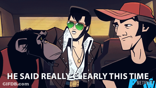 Cartoon Elvis Presley Saying This Time Clearly GIF