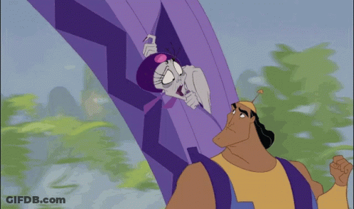 A Cartoon Of Emperor And Empress From The Emperor 'S New Groove Talking To Each Other GIF