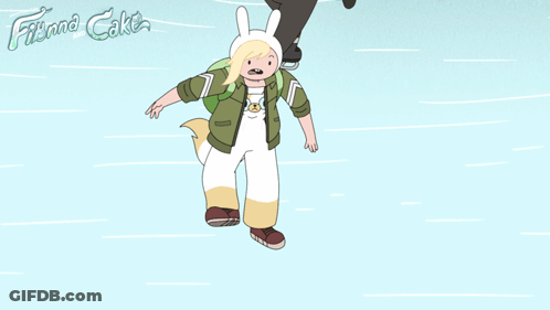 A Cartoon Of Finn And Cake Ice Skating On The Ice GIF