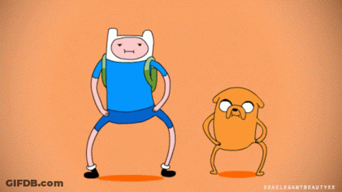 A Cartoon Of Finn And Jake From Adventure Time Dancing GIF