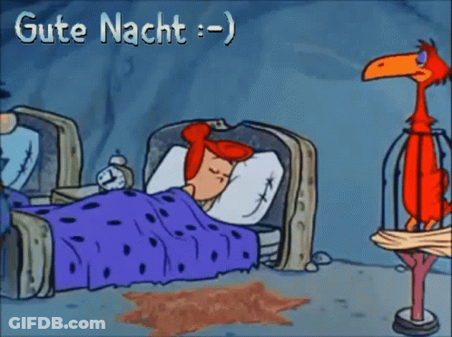A Cartoon Of Flintstone Standing Next To A Woman In A Bed . GIF