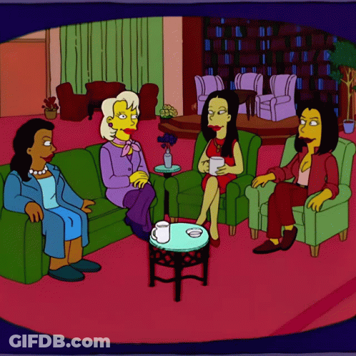 A Cartoon Of Four Women Sitting On A Couch GIF
