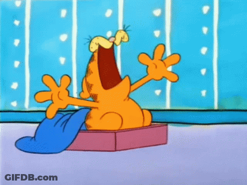 A Cartoon Of Garfield With His Mouth Open GIF