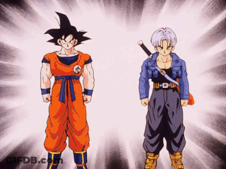 A Cartoon Of Goku And Trunks From Dragon Ball Z GIF