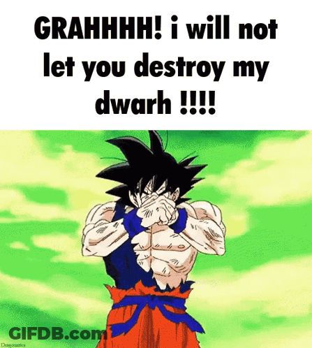 A Cartoon Of Goku Covering His Face With His Hands And The Words Grahhhh I Will Not Let You Destroy My Dwarf !!! GIF