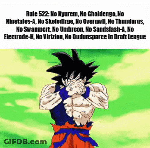 A Cartoon Of Goku Covering His Face With His Hands With The Words Rule 522 Below Him GIF