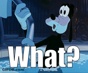 A Cartoon Of Goofy Holding A Pipe With The Word What Written Below Him GIF