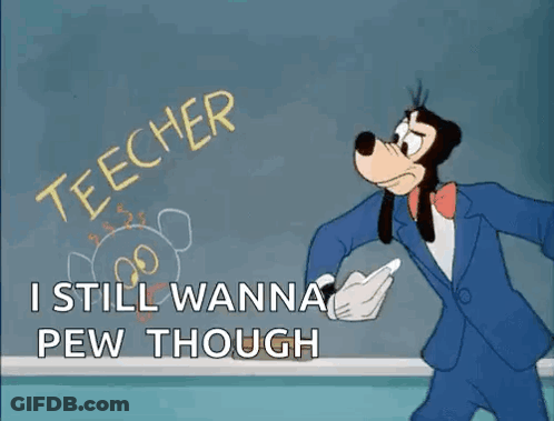 A Cartoon Of Goofy Writing The Word Teacher On The Blackboard GIF