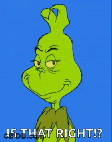 A Cartoon Of Grinch With The Words " Is That Right " On The Bottom GIF