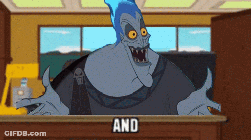 A Cartoon Of Hades Sitting In A Courtroom With The Words And Behind Him GIF