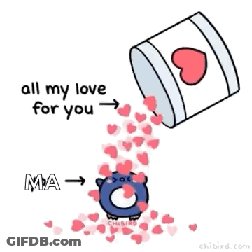 Hearts Pouring Out Of Bucket Saying All My Love For You GIF