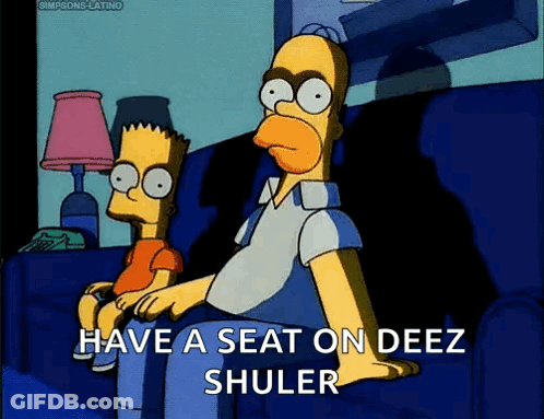 A Cartoon Of Homer Simpson And Bart Simpson Sitting On A Couch Saying Have A Seat GIF