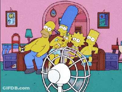 A Cartoon Of Homer Simpson And His Family Sitting Around A Fan GIF