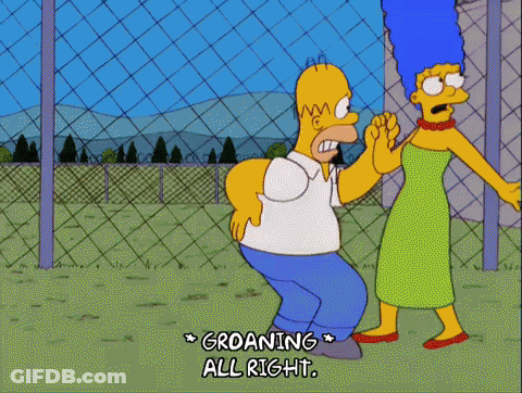 A Cartoon Of Homer Simpson And Marge Simpson Standing Next To Each Other And Groaning All Right GIF