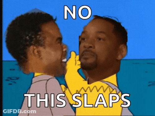 A Cartoon Of Homer Simpson And Will Smith With The Words No This Slaps GIF