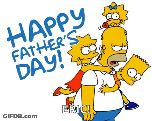A Cartoon Of Homer Simpson Carrying Bart And Lisa On His Shoulders GIF