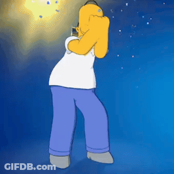 A Cartoon Of Homer Simpson Dancing With A Microphone GIF