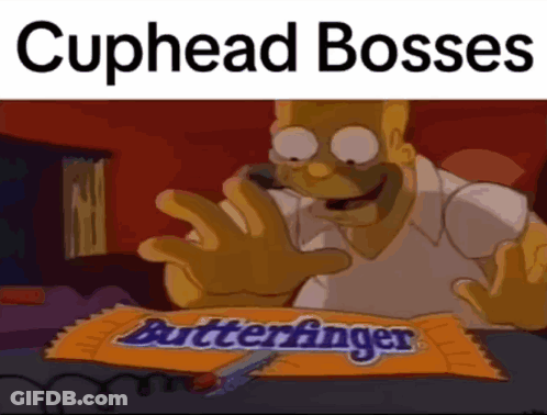 A Cartoon Of Homer Simpson Holding A Candy Bar That Says Butterfinger GIF