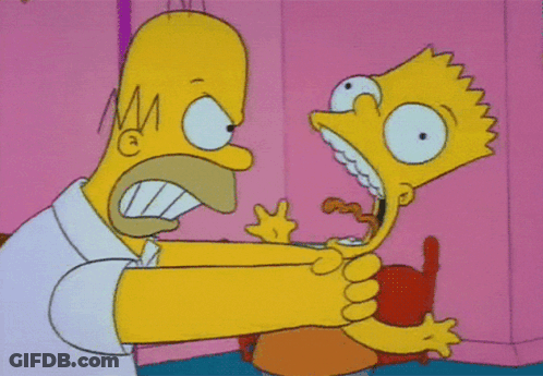 A Cartoon Of Homer Simpson Holding Bart Simpson 'S Hand GIF