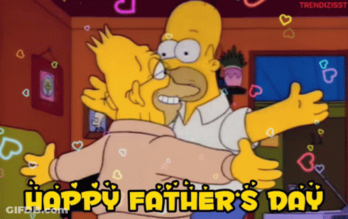 A Cartoon Of Homer Simpson Hugging Bart Simpson With The Words Happy Father 'S Day Above Them GIF