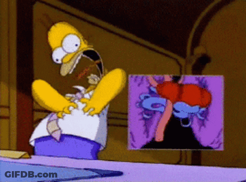 A Cartoon Of Homer Simpson Looking At A Picture Of An Aorta GIF