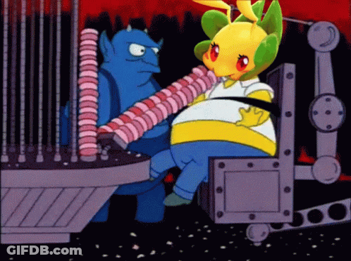 A Cartoon Of Homer Simpson Sitting In A Machine GIF