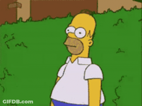 A Cartoon Of Homer Simpson Standing In Front Of A Fence GIF