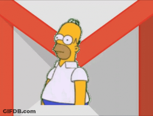 A Cartoon Of Homer Simpson Standing In Front Of A Gmail Envelope GIF