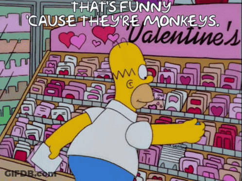 Homer Simpson In Front Of Valentine's Day Display GIF