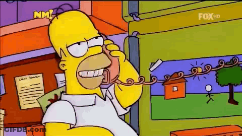 A Cartoon Of Homer Simpson Talking On A Phone With Fox Hd On The Bottom GIF