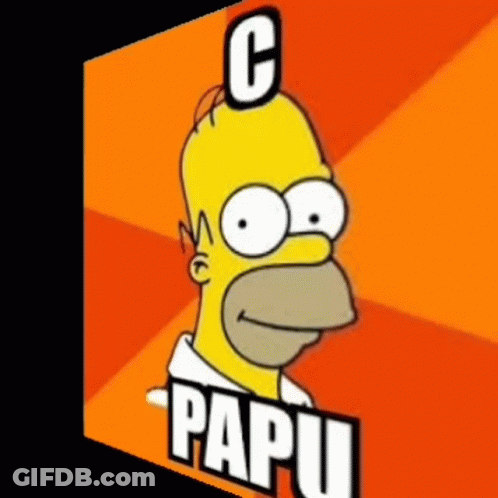 A Cartoon Of Homer Simpson With A C On His Head GIF