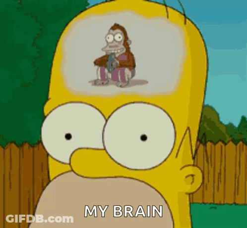 Homer With Monkey In Brain Saying My Brain GIF