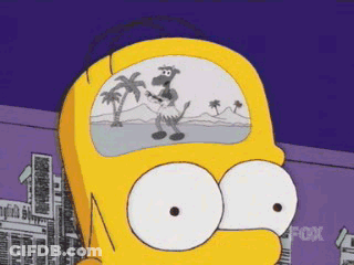 A Cartoon Of Homer Simpson With A Picture Of A Donkey In His Head GIF
