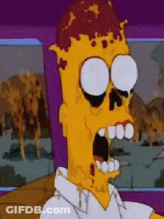 A Cartoon Of Homer Simpson With A Skull On His Face GIF