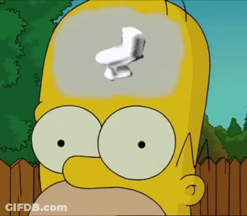 A Cartoon Of Homer Simpson With A Toilet Coming Out Of His Head GIF